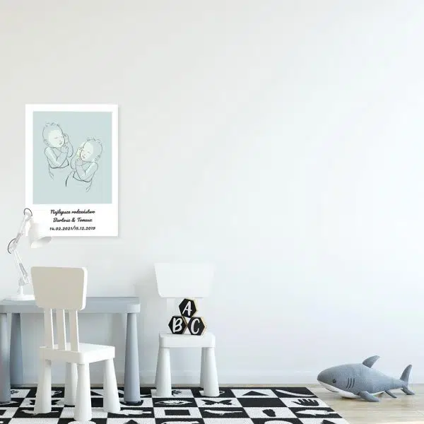 Niebieski plakat line art dla braci