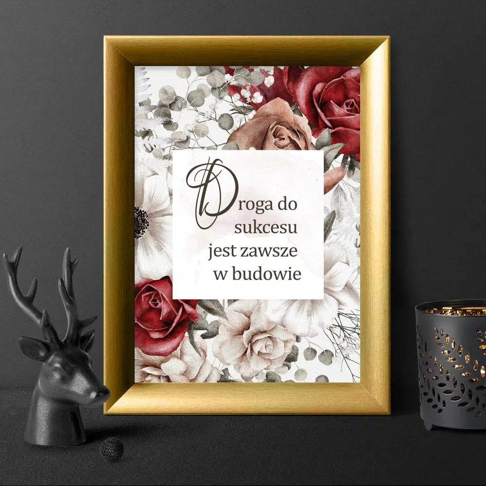 Plakat z kwiatami i typografią