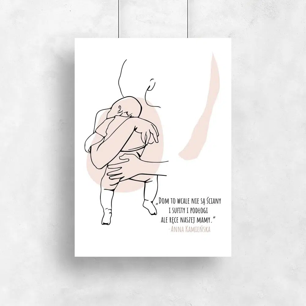 Plakat z napisem o mamie - Line art