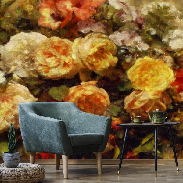 Tapeta z kolorowymi różyczkami