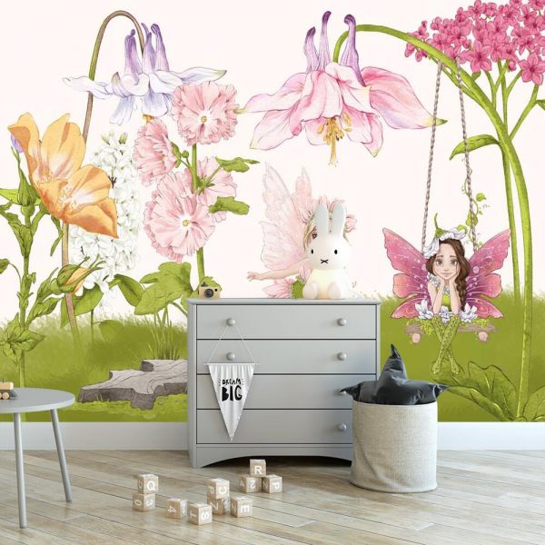 Foto-tapeta z elfami wśród kwiatów