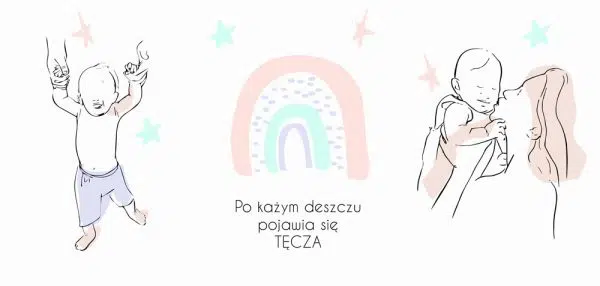 Tryptyk mama z dzieckiem i tęcza