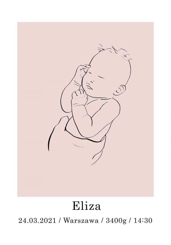 Dziecięcy plakat z metryczką - Line art
