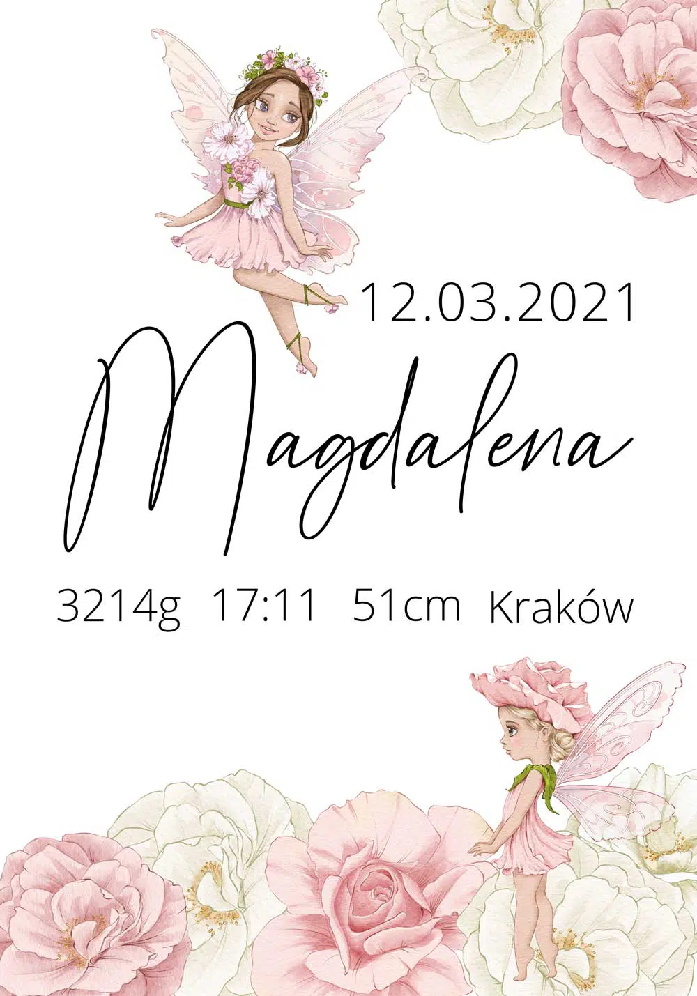 Plakat z imieniem dla noworodka