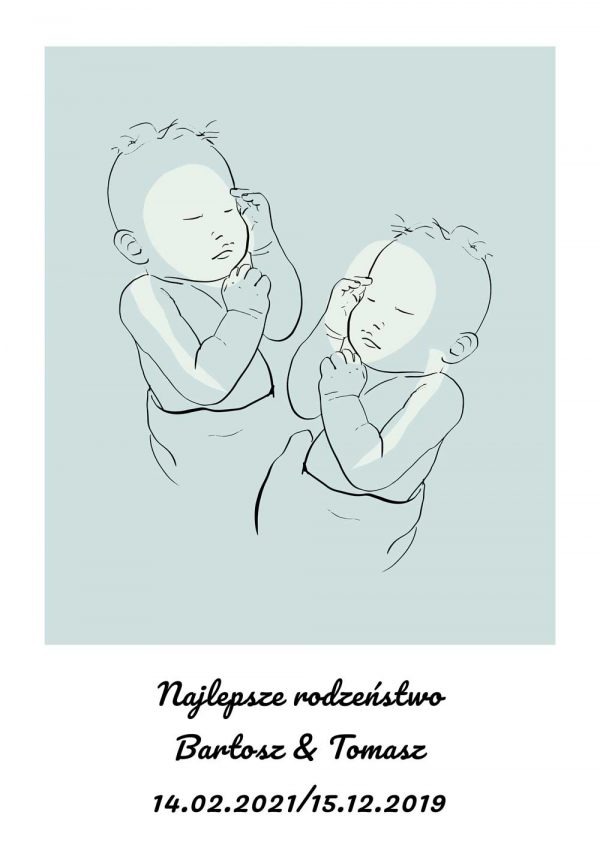 Niebieski plakat dla rodzeństwa