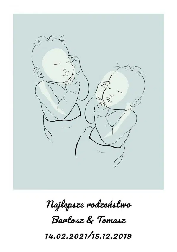 Niebieski plakat dla rodzeństwa