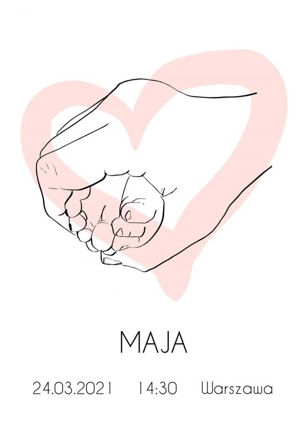 Plakat dziecięcy z imieniem - Line art