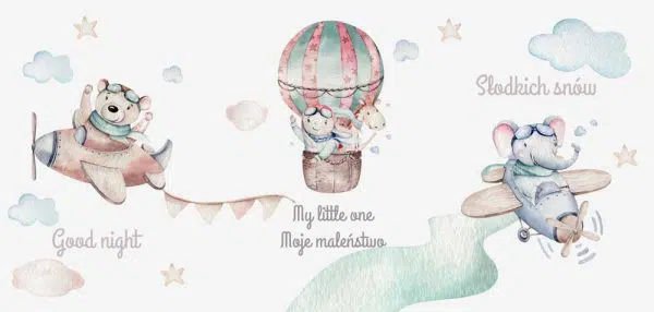 Zestaw plakatów dziecięcych z misiami