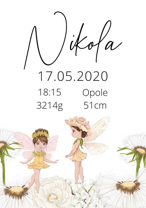 Plakat z metryczką dla Nikoli