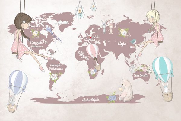 Dziecięca tapeta z kontynentami