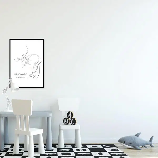 Plakat dziecięcy line art z napisem do pokoju rodzeństwa