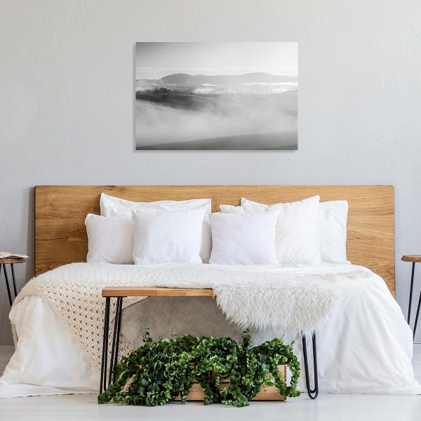 Czarno-biały obraz z pejzażem do dekoracji gabinetu