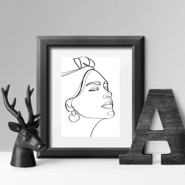Plakat minimalistyczny z kobietą do dekoracji salonu