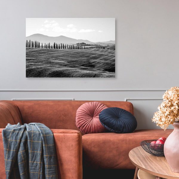 Czarno-biały obraz z pejzażem do dekoracji biura