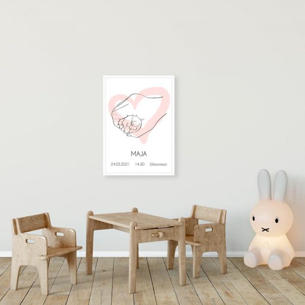 Plakat dziecięcy z imieniem line art do pokoju dziewczynki