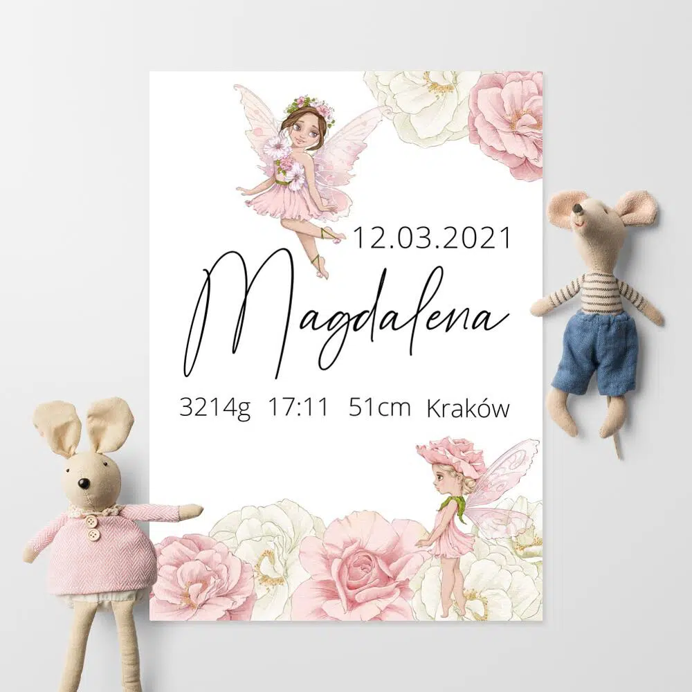 Plakat z metryczką noworodka