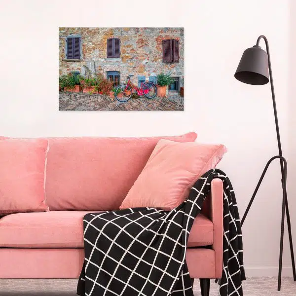 Obraz z czerwonym rowerem do dekoracji gabinetu