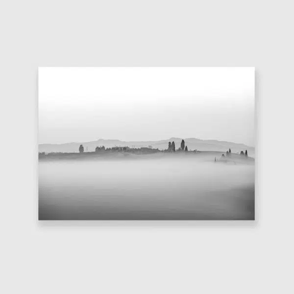 Obraz krajobraz Toskanii we mgle