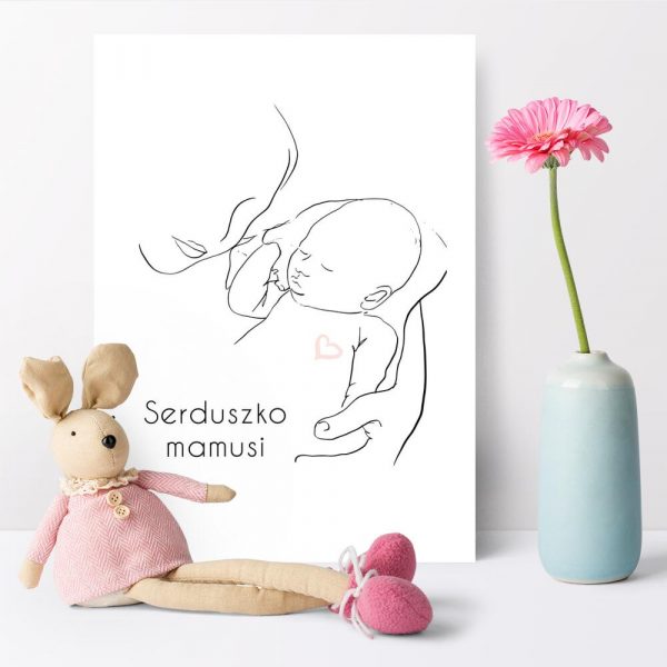 Plakat dziecięcy line art z napisem do pokoju niemowlaka