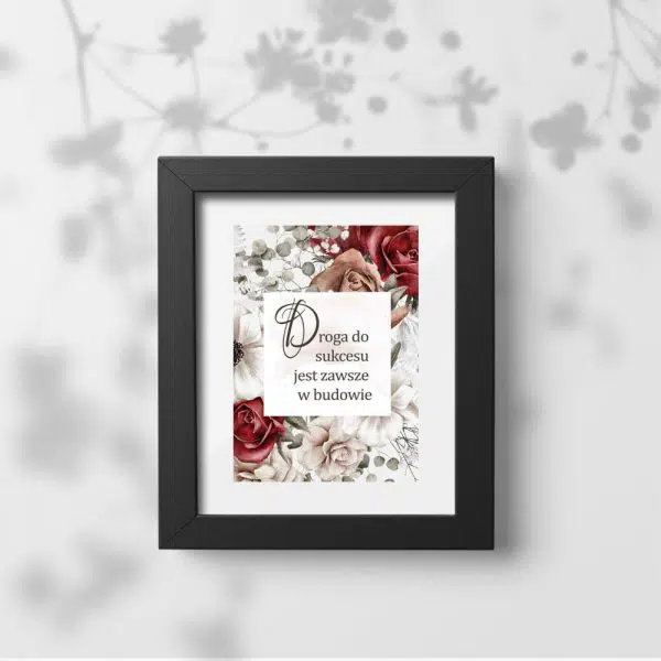 Plakat z typografią i kwiatami