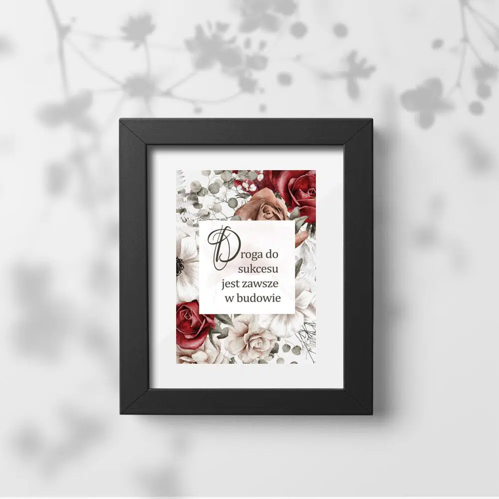 Plakat z typografią i kwiatami