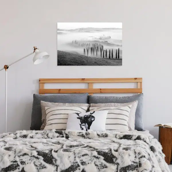 Czarno-biały obraz z krajobrazem do przedpokoju