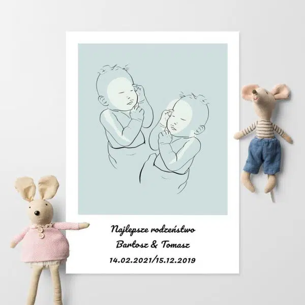 Niebieski plakat dla braci