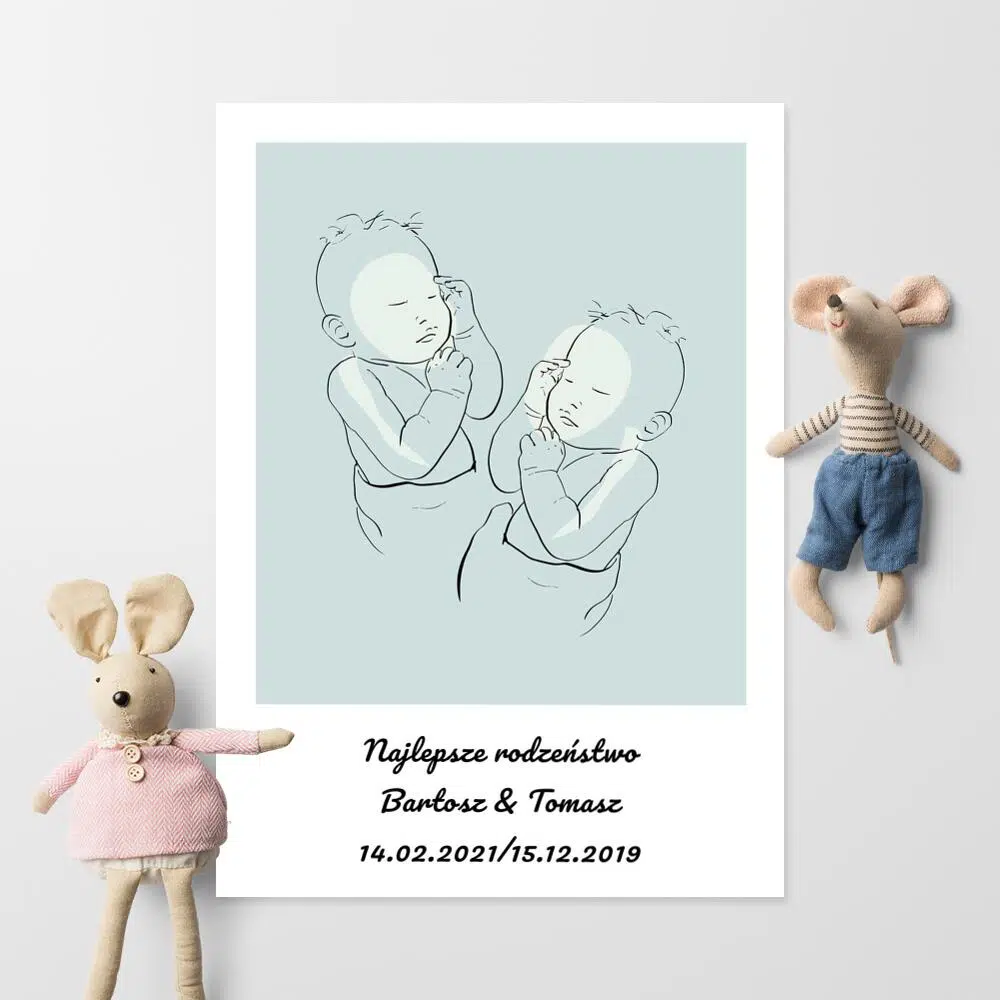 Niebieski plakat dla braci