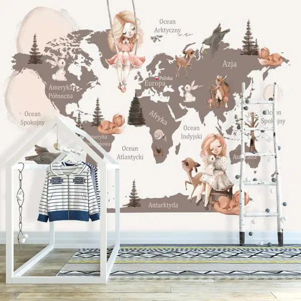 Fototapeta kontynenty i zwierzęta