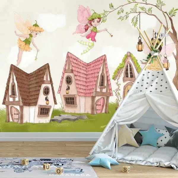 Foto-tapeta z domkami czarodziejek