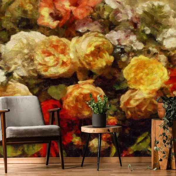 Tapeta z motywem kwiatowym pod postacią róż