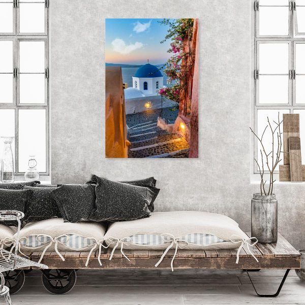Kolorowy obraz z romantycznym widokiem - Santorini do jadalni