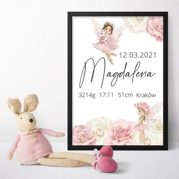 Plakat dla dziecka z danymi urodzenia