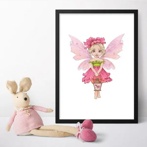 Plakat dziewczęcy z różową wróżką