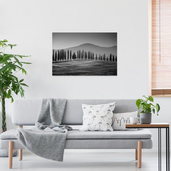 Obraz z szarymi drzewami do dekoracji sypialni
