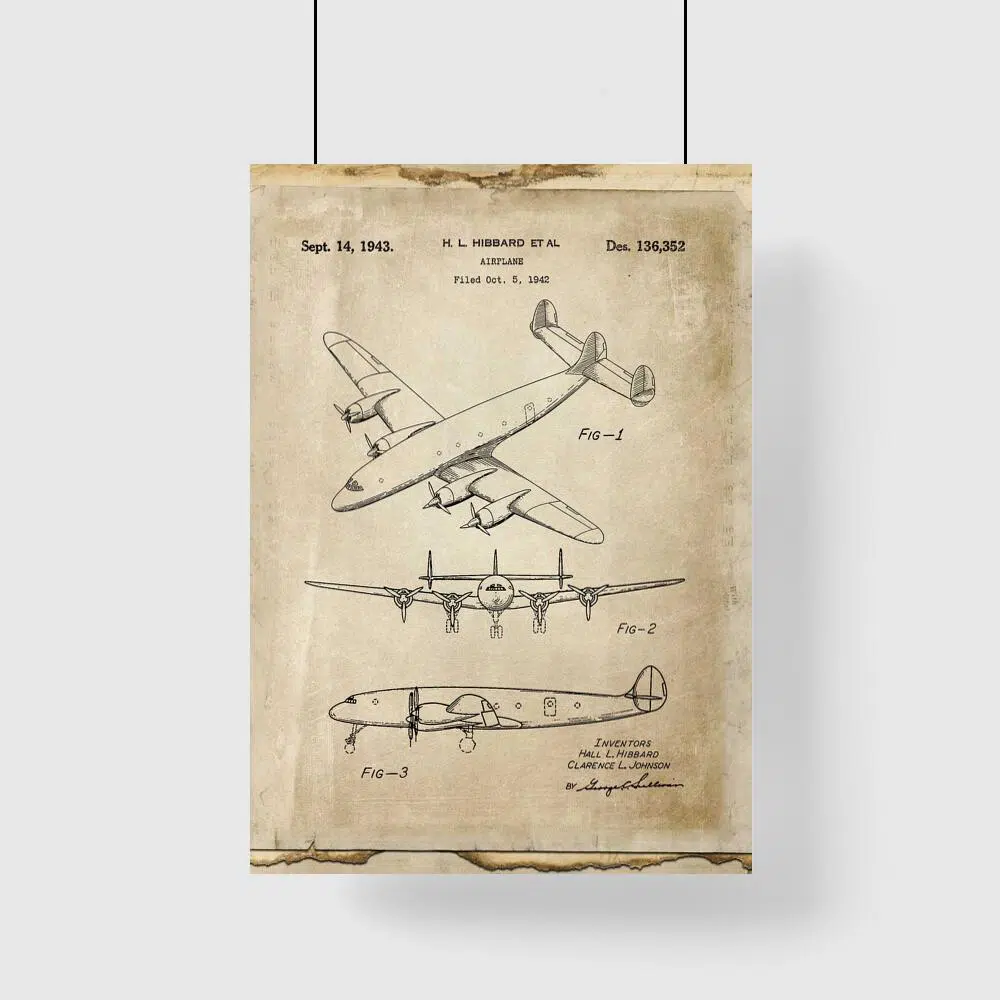 Stary patent na samolot - plakat