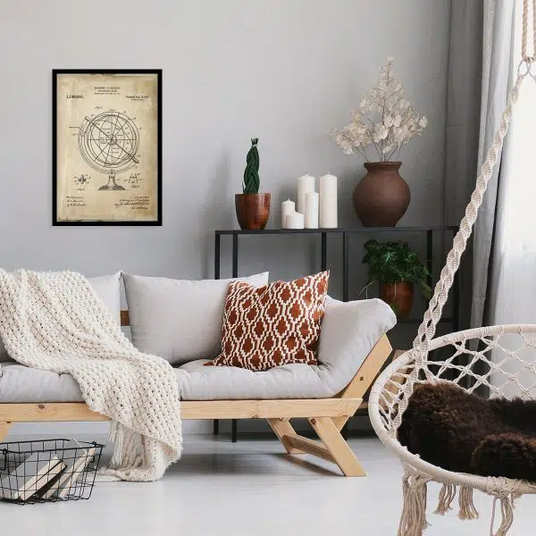 Plakat z patentem globusa do gabinetu