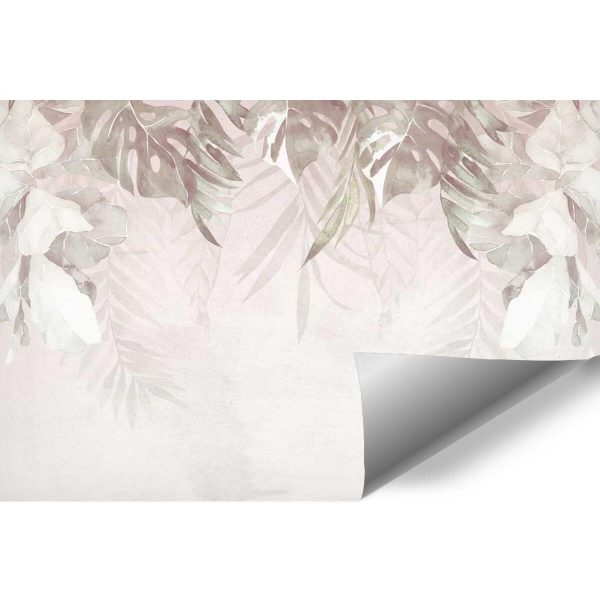 Tapeta z motywem liści do dekoracji sypialni