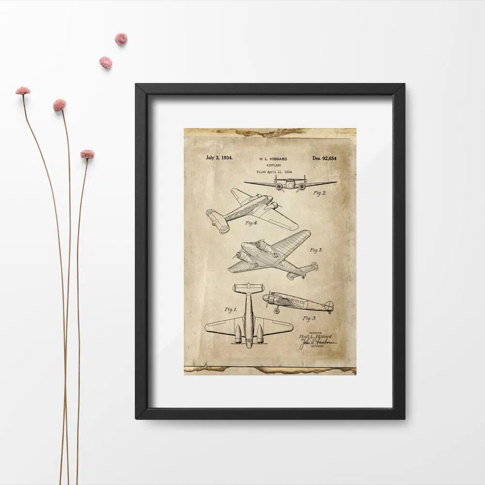 Plakat z samolotem dwusilnikowym