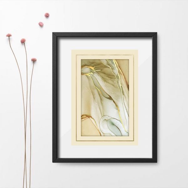 Plakat z żółtą abstrakcją do salonu