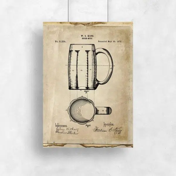 Plakat patent na kufel do piwa