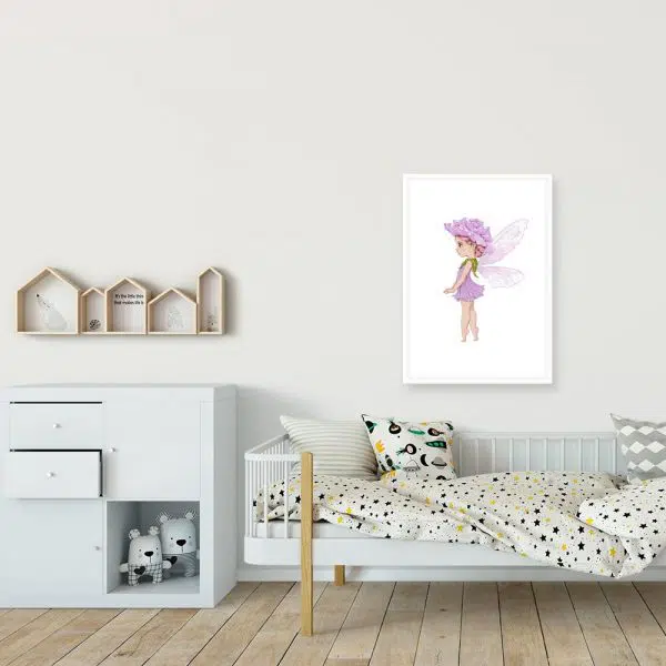 Plakat do pokoju dziecięcego z motywem liliowego elfa