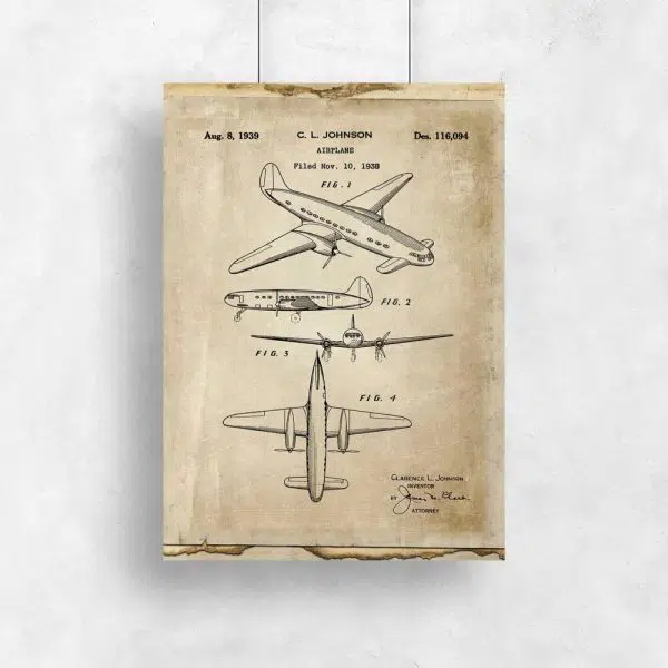 Plakat z samolotem jednopłatowy