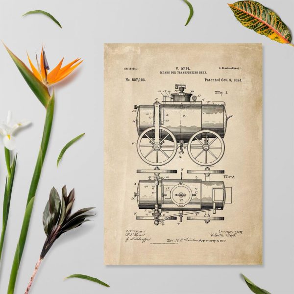 Plakat z wozem do transportu piwa - projekt