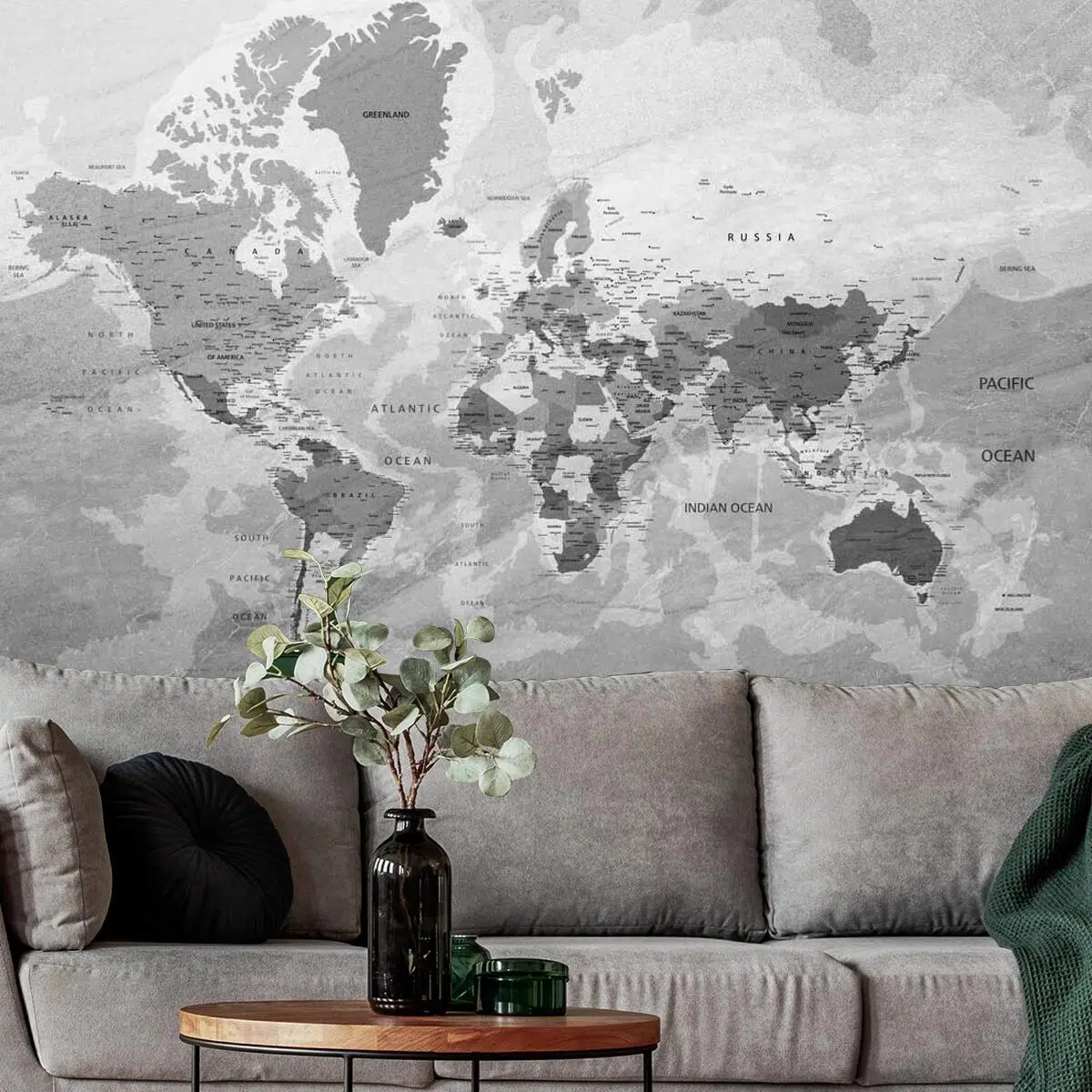 Foto-tapeta z szarą mapą na betonie