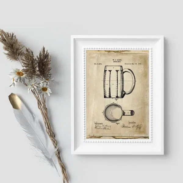 Plakat vintage z certyfikatem na szklankę do piwa