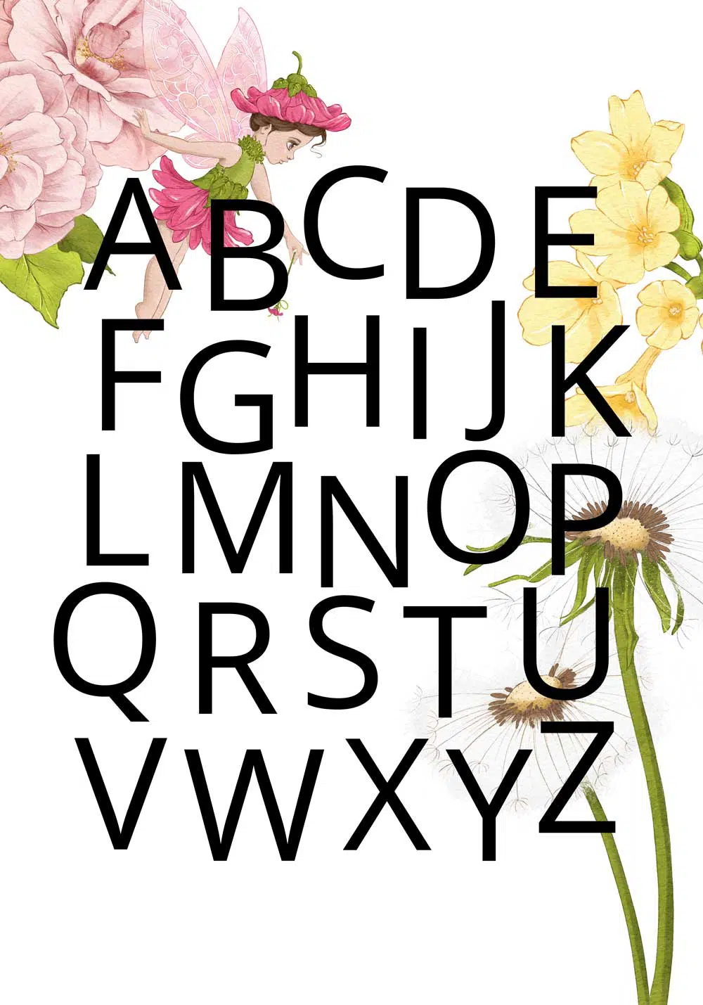 Plakat z abecadłem dla dziewczynek