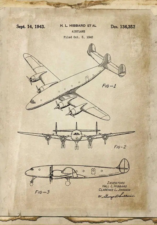 Plakat z patentem na samolot pasażerski