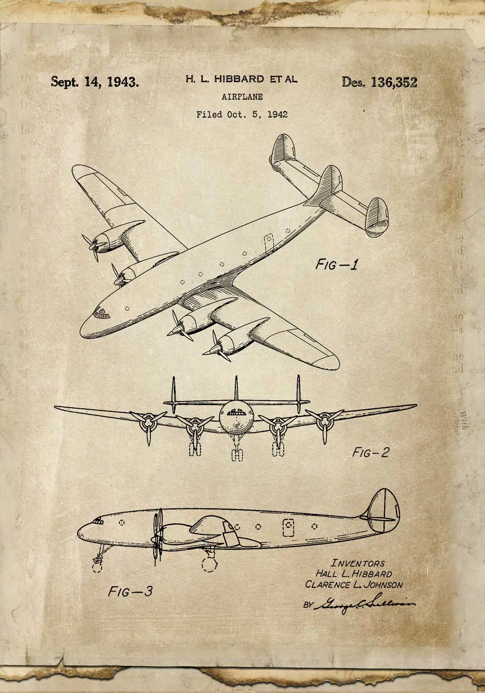 Plakat z patentem na samolot pasażerski