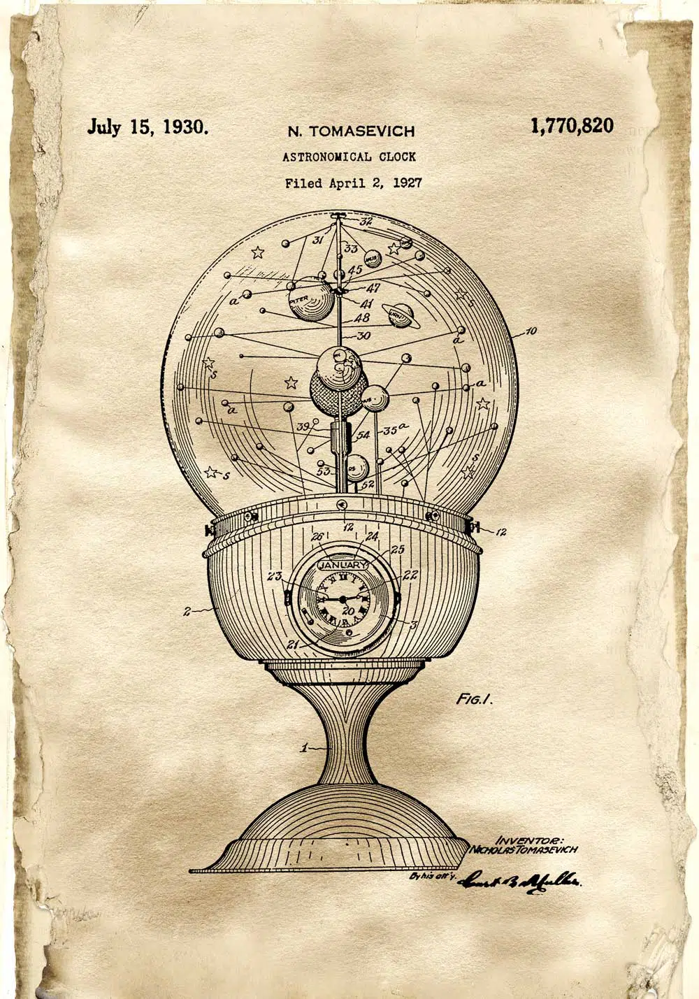 Plakat - Patent na zegar astronomiczny